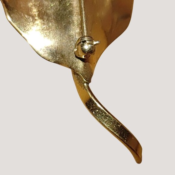 Vintage WELLS 14K Gold Filled Leaf Bug Pin Enamel Retro Ladybug Brooch Nature - Picture 8 of 11